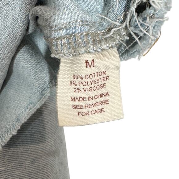 Wishlist Boutique Light Wash Denim Romper Medium Frayed Cutoff Boho Western - Picture 8 of 8